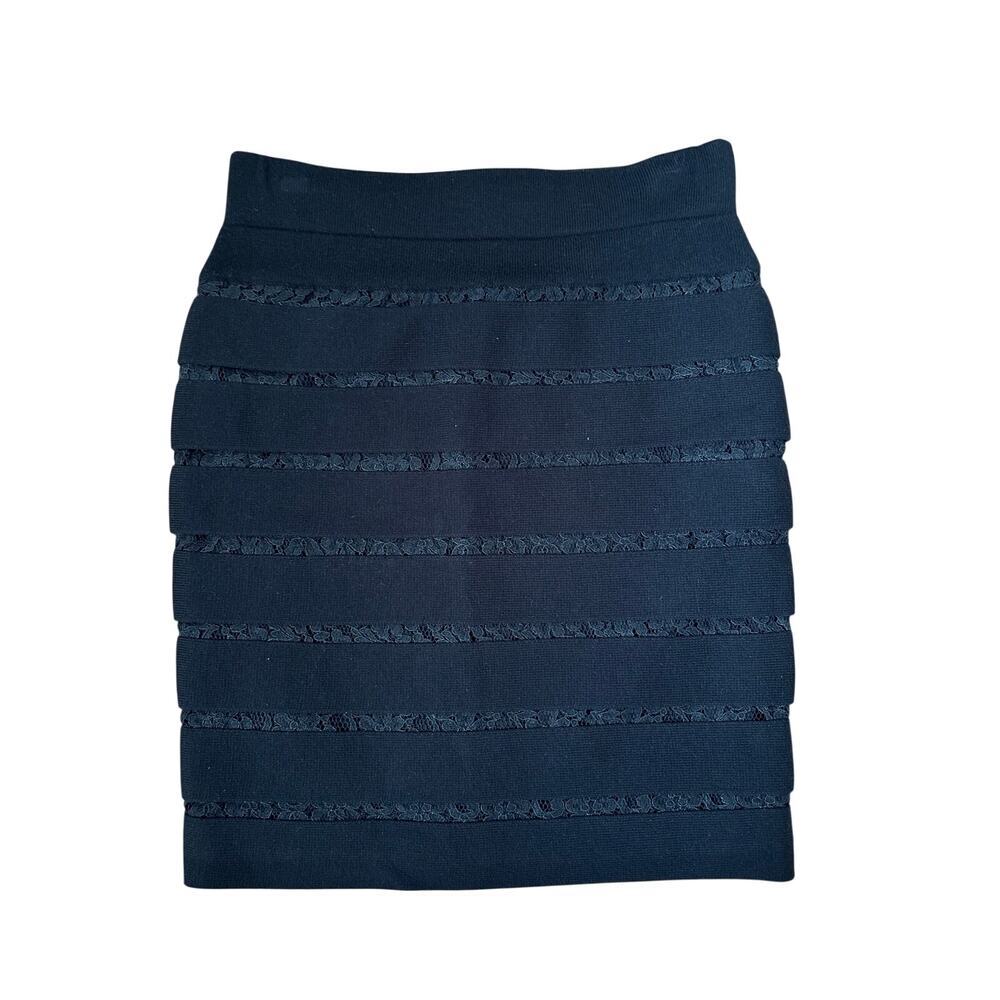 Ann Taylor Petite Black Lace Trim Pencil Skirt XXSP Career Office Stretch - Picture 4 of 9